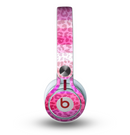 The Hot Pink Striped Cheetah Print Skin for the Beats by Dre Mixr Headphones
