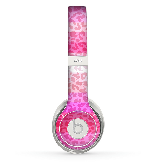The Hot Pink Striped Cheetah Print Skin for the Beats by Dre Solo 2 Headphones