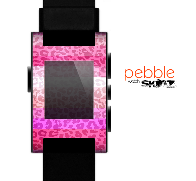 The Hot Pink Striped Cheetah Print Skin for the Pebble SmartWatch