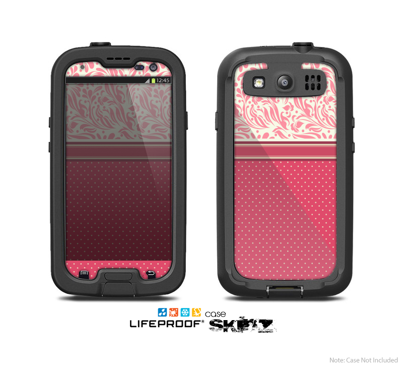 The Hot Pink Swirly Pattern with Polka Dots Skin For The Samsung Galaxy S3 LifeProof Case