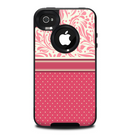 The Hot Pink Swirly Pattern with Polka Dots Skin for the iPhone 4-4s OtterBox Commuter Case