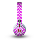 The Hot Pink Thin Sharp Chevron Skin for the Beats by Dre Mixr Headphones