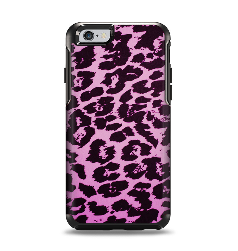 The Hot Pink Vector Leopard Print Apple iPhone 6 Otterbox Symmetry Case Skin Set