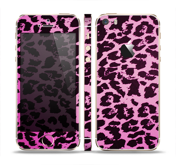 The Hot Pink Vector Leopard Print Skin Set for the Apple iPhone 5s