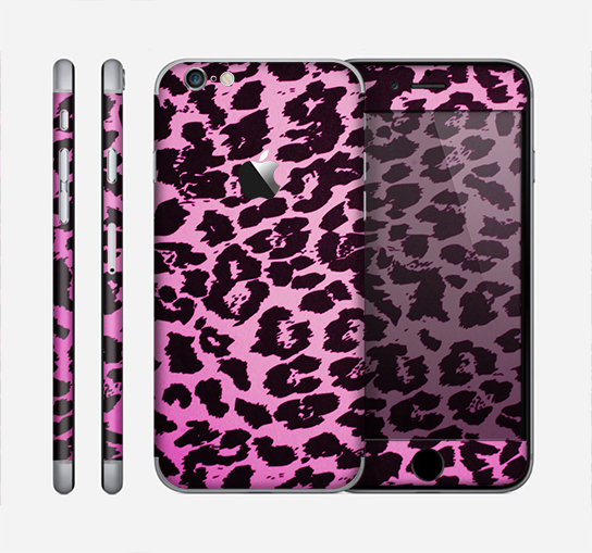 The Hot Pink Vector Leopard Print Skin for the Apple iPhone 6