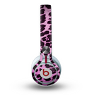 The Hot Pink Vector Leopard Print Skin for the Beats by Dre Mixr Headphones