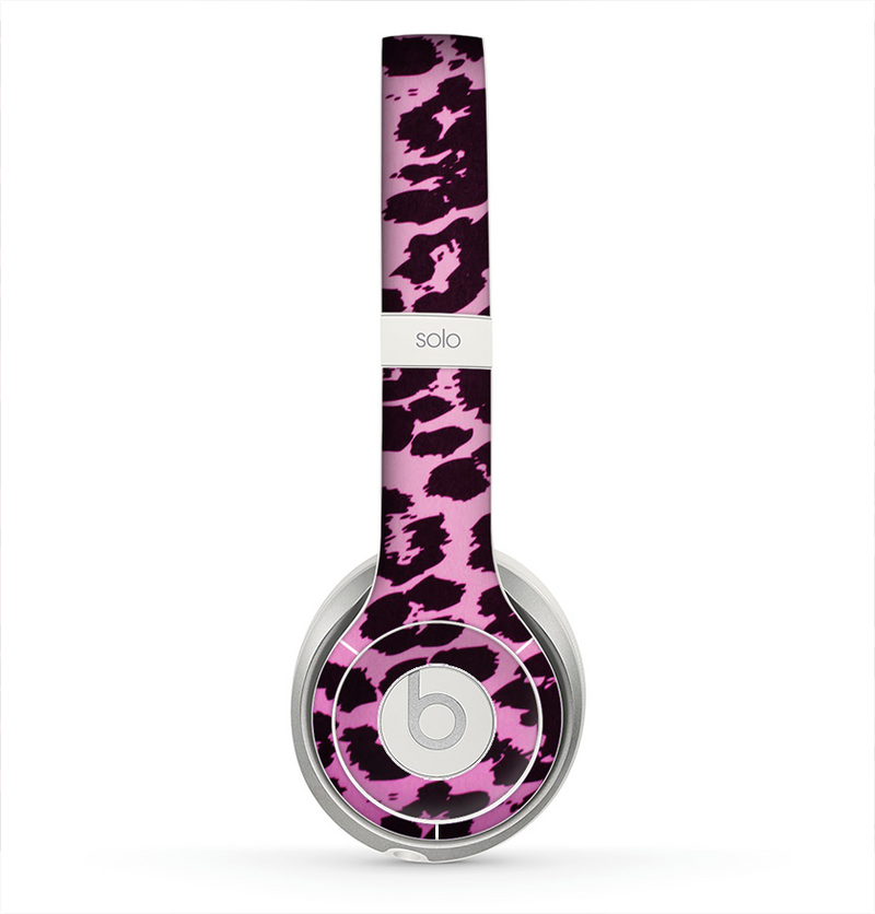 The Hot Pink Vector Leopard Print Skin for the Beats by Dre Solo 2 Headphones
