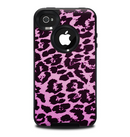 The Hot Pink Vector Leopard Print Skin for the iPhone 4-4s OtterBox Commuter Case