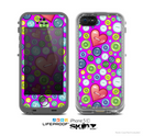 The Hot Pink Vintage Vector Heart Buttons Skin for the Apple iPhone 5c LifeProof Case