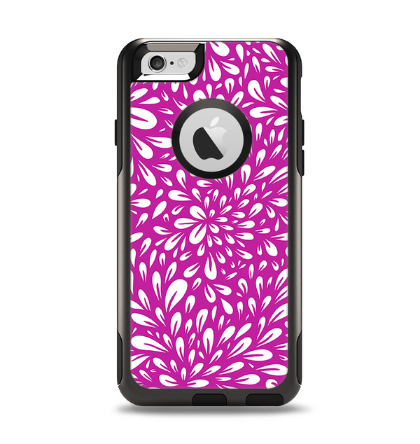 The Hot Pink & White Floral Sprout Apple iPhone 6 Otterbox Commuter Case Skin Set