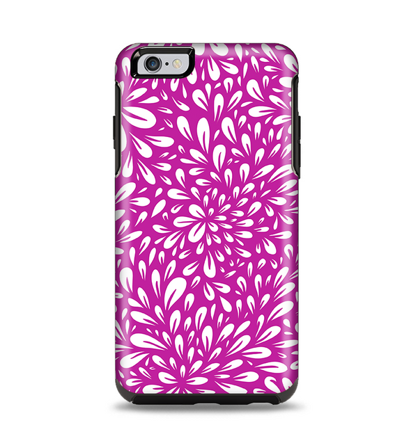 The Hot Pink & White Floral Sprout Apple iPhone 6 Plus Otterbox Symmetry Case Skin Set
