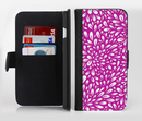 The Hot Pink & White Floral Sprout Ink-Fuzed Leather Folding Wallet Credit-Card Case for the Apple iPhone 6/6s, 6/6s Plus, 5/5s and 5c