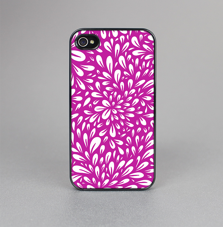 The Hot Pink & White Floral Sprout Skin-Sert for the Apple iPhone 4-4s Skin-Sert Case