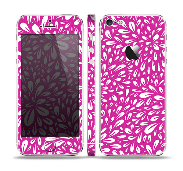 The Hot Pink & White Floral Sprout Skin Set for the Apple iPhone 5
