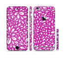 The Hot Pink & White Floral Sprout Sectioned Skin Series for the Apple iPhone 6 Plus