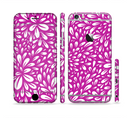 The Hot Pink & White Floral Sprout Sectioned Skin Series for the Apple iPhone 6s Plus