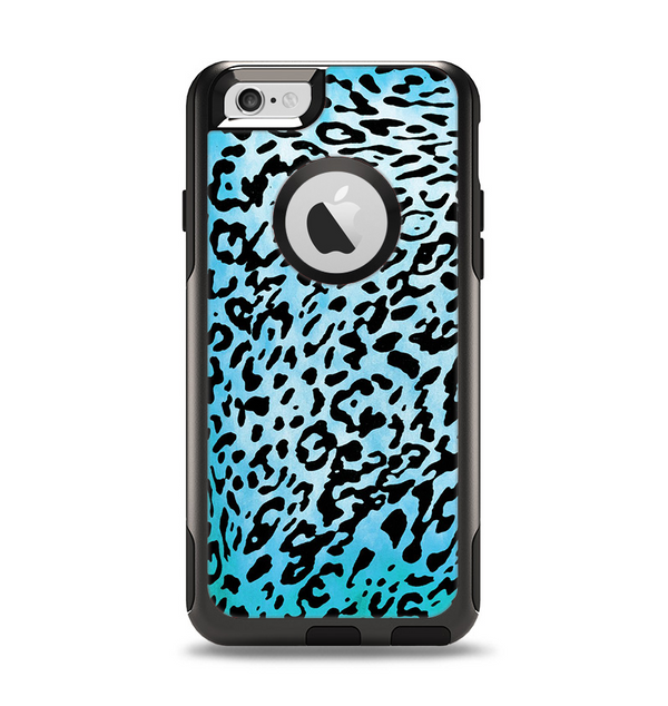 The Hot Teal Cheetah Animal Print Apple iPhone 6 Otterbox Commuter Case Skin Set