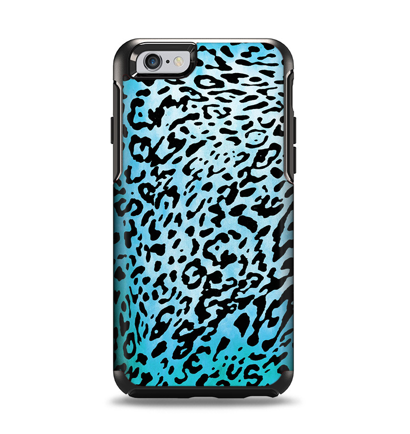 The Hot Teal Cheetah Animal Print Apple iPhone 6 Otterbox Symmetry Case Skin Set
