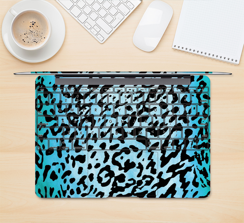The Hot Teal Cheetah Animal Print Skin Kit for the 12" Apple MacBook (A1534)