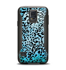 The Hot Teal Cheetah Animal Print Samsung Galaxy S5 Otterbox Commuter Case Skin Set