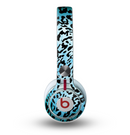 The Hot Teal Cheetah Animal Print Skin for the Beats by Dre Mixr Headphones