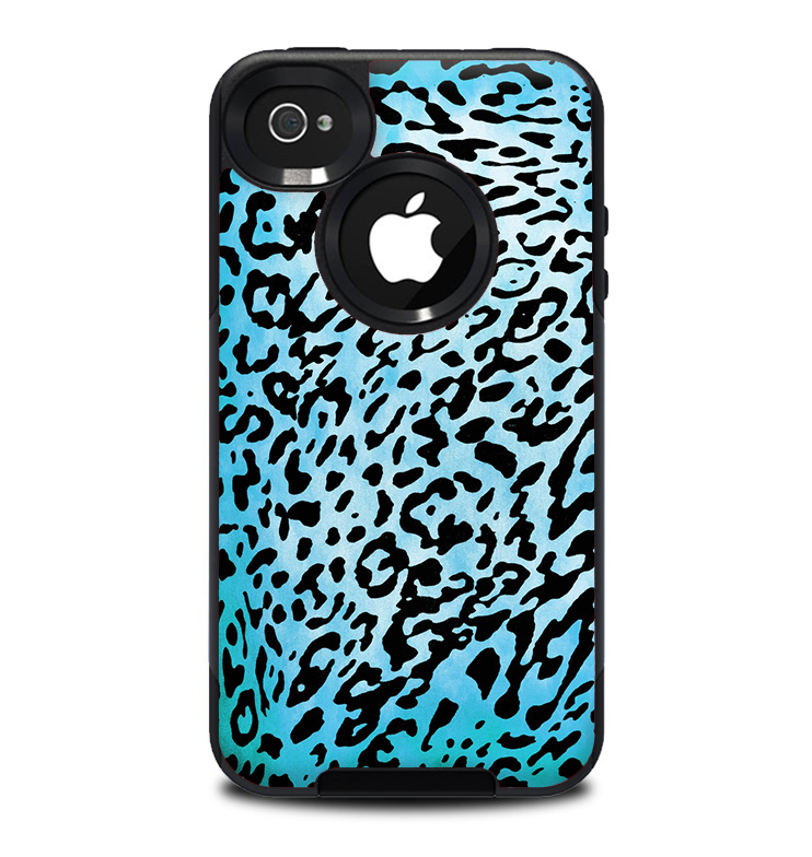 The Hot Teal Cheetah Animal Print Skin for the iPhone 4-4s OtterBox Commuter Case