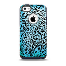 The Hot Teal Cheetah Animal Print Skin for the iPhone 5c OtterBox Commuter Case