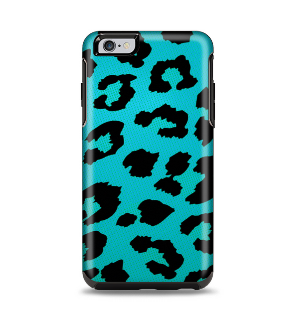 The Hot Teal Vector Leopard Print Apple iPhone 6 Plus Otterbox Symmetry Case Skin Set