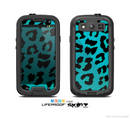The Hot Teal Vector Leopard Print Skin For The Samsung Galaxy S3 LifeProof Case