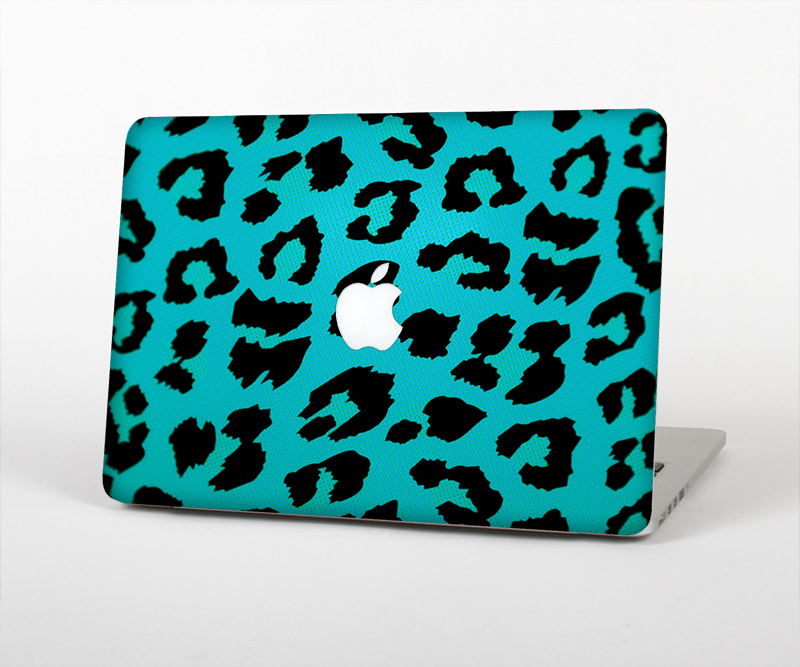 The Hot Teal Vector Leopard Print Skin Set for the Apple MacBook Pro 15" with Retina Display