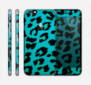 The Hot Teal Vector Leopard Print Skin for the Apple iPhone 6