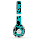 The Hot Teal Vector Leopard Print Skin for the Beats by Dre Solo 2 Headphones