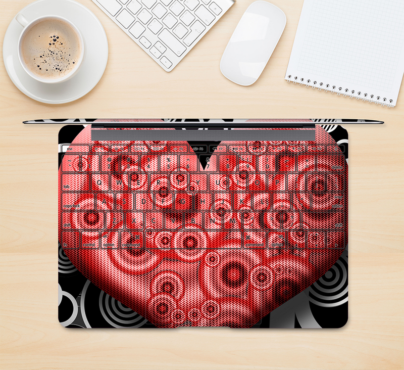 The Industrial Red Heart Skin Kit for the 12" Apple MacBook (A1534)