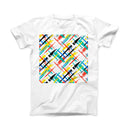 The Intersecting Vector Bright Strokes ink-Fuzed Front Spot Graphic Unisex Soft-Fitted Tee Shirt