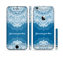 The Intricate Blue & White Snowflake Name Script Sectioned Skin Series for the Apple iPhone 6s Plus