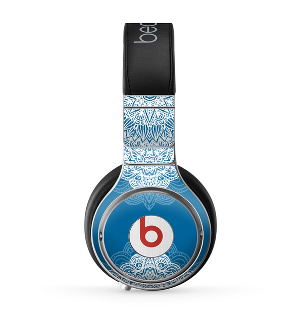 The Intricate Blue & White Snowflake Name Script Skin for the Beats by Dre Pro Headphones