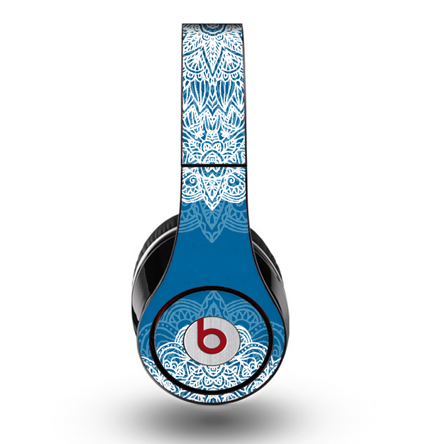 The Intricate Blue & White Snowflake Name Script Skin for the Original Beats by Dre Studio Headphones