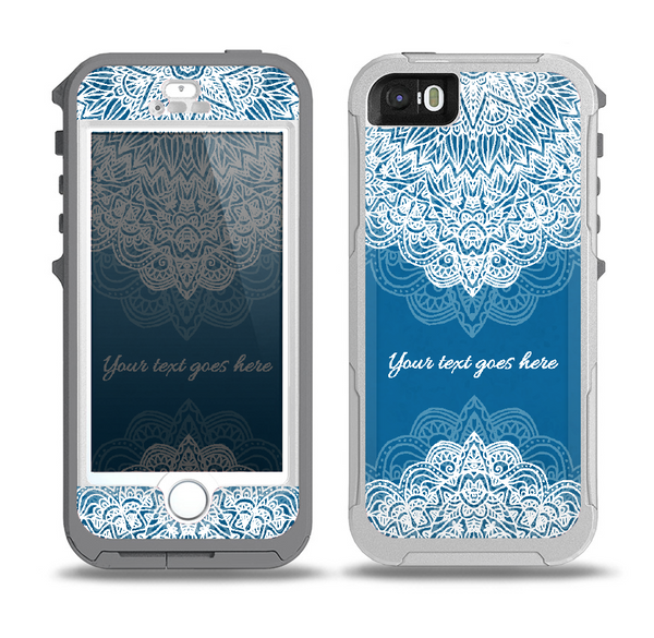The Intricate Blue & White Snowflake Name Script Skin for the iPhone 5-5s OtterBox Preserver WaterProof Case