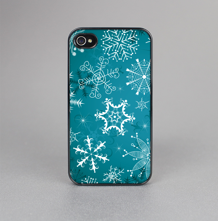 The Intricate Snowfakes with Green Background Skin-Sert for the Apple iPhone 4-4s Skin-Sert Case