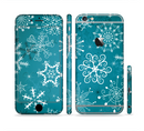 The Intricate Snowfakes with Green Background Sectioned Skin Series for the Apple iPhone 6s Plus