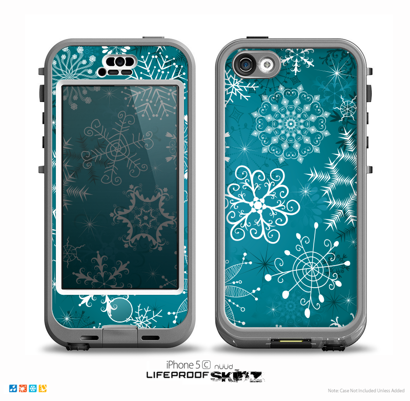 The Intricate Snowflakes with Green Background Skin for the iPhone 5c nüüd LifeProof Case