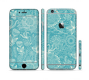 The Intricate Teal Floral Pattern Sectioned Skin Series for the Apple iPhone 6s Plus