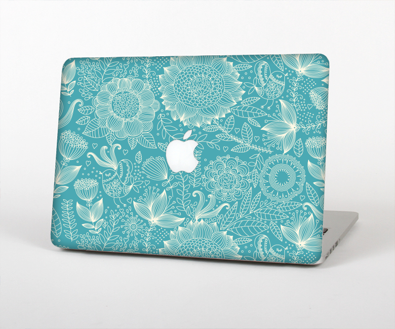 The Intricate Teal Floral Pattern Skin for the Apple MacBook Pro Retina 15"
