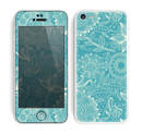 The Intricate Teal Floral Pattern Skin for the Apple iPhone 5c