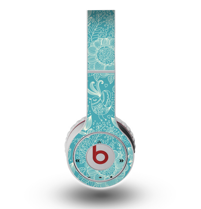 The Intricate Teal Floral Pattern Skin for the Original Beats by Dre Wireless Headphones