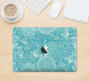 The Intricate Teal Floral Pattern Skin Kit for the 12" Apple MacBook (A1534)