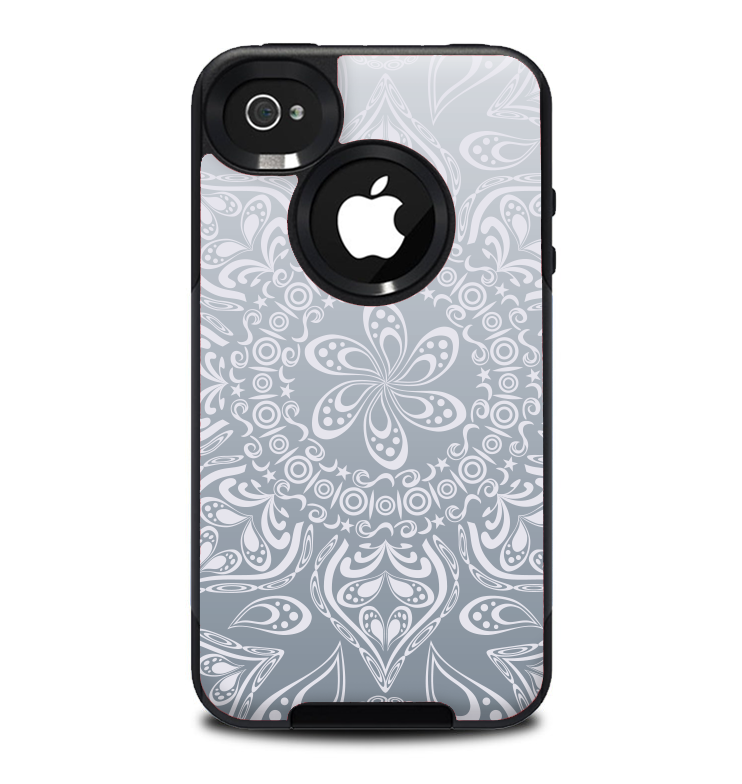 The Intricate White and Gray Vector Pattern Skin for the iPhone 4-4s OtterBox Commuter Case