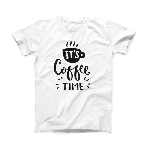 The Its Coffee Time ink-Fuzed Front Spot Graphic Unisex Soft-Fitted Tee Shirt