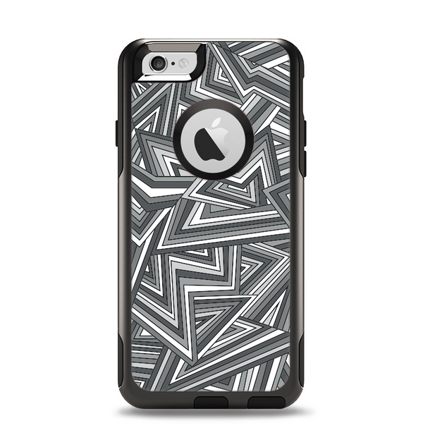 The Jagged Abstract Graytone Apple iPhone 6 Otterbox Commuter Case Skin Set