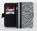 The Jagged Abstract Graytone Ink-Fuzed Leather Folding Wallet Credit-Card Case for the Apple iPhone 6/6s, 6/6s Plus, 5/5s and 5c